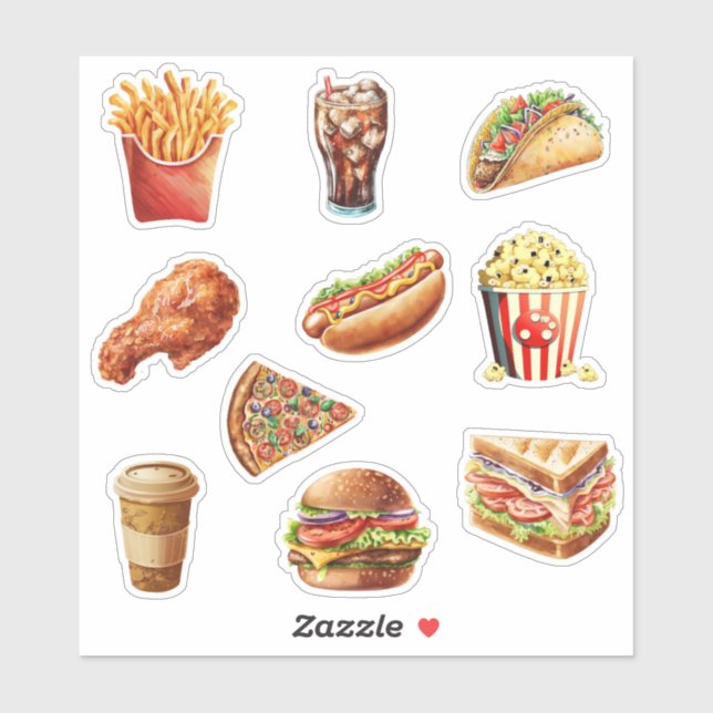 Fast Food Delikatessen Aufkleber (Blatt)