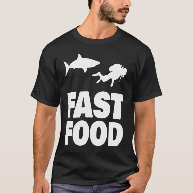 Fast Food Diver Shark Scuba Diving Diver Cute T-Shirt (Vorderseite)