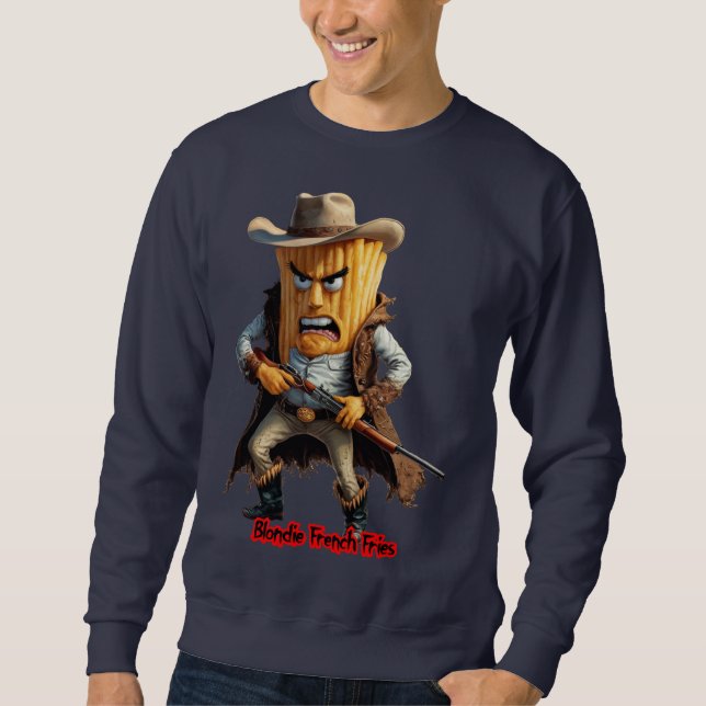 Fast Food French Fries on a Navy Blue  Sweatshirt (Vorderseite)