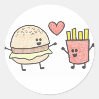 Fast Food Friends Runder Aufkleber