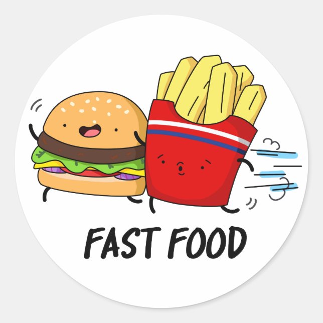 Fast Food Funny Burger and Fries Pun Runder Aufkleber (Vorderseite)