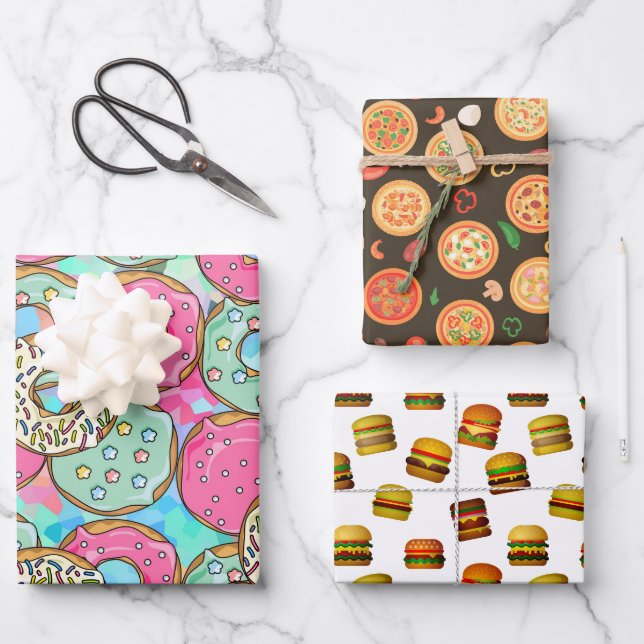 Fast Food Geschenkpapier Set (Vorderseite)