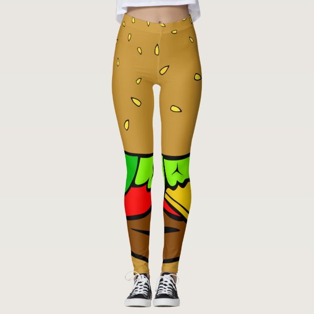 Fast Food-Hamburger Leggings (Vorderseite)
