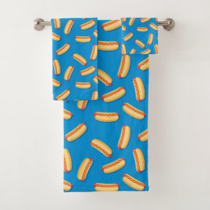 Fast Food Hotdogs-Muster Badhandtuch Set