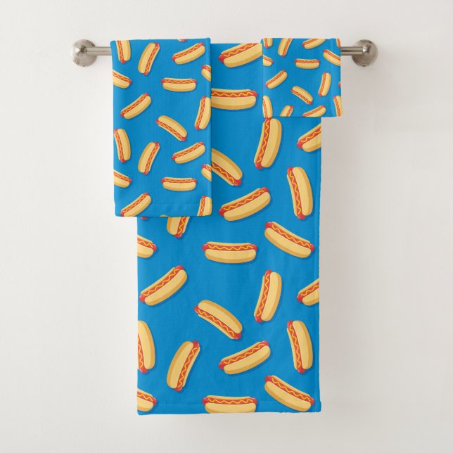 Fast Food Hotdogs-Muster Badhandtuch Set (Insitu)