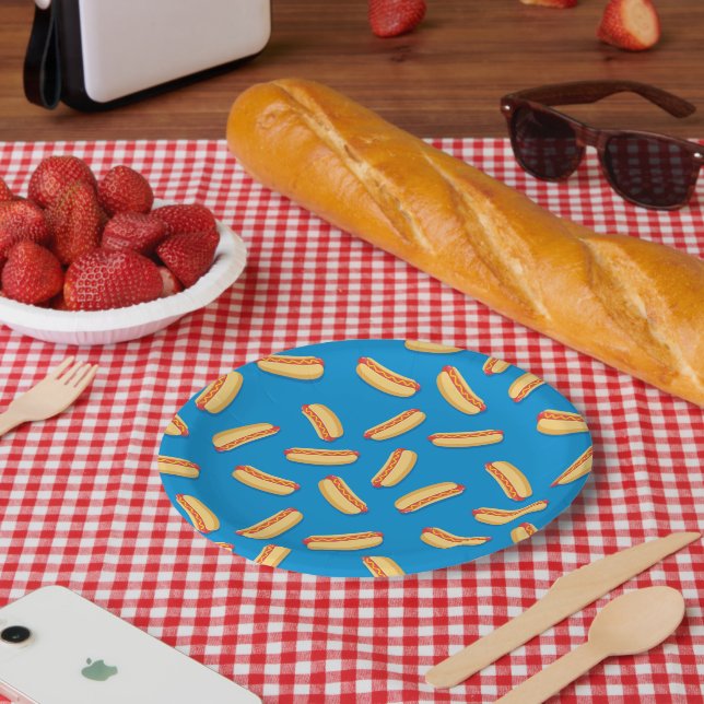 Fast Food Hotdogs-Muster Pappteller (Picknick)