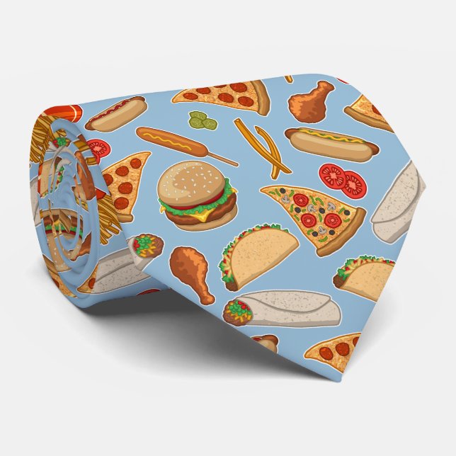 Fast Food Junk Food Pizza Burgers Hot Dogs Krawatte (Gerollt)