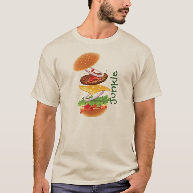 Fast Food Junkie Funny Cheeseburger Shirt (Vorderseite)