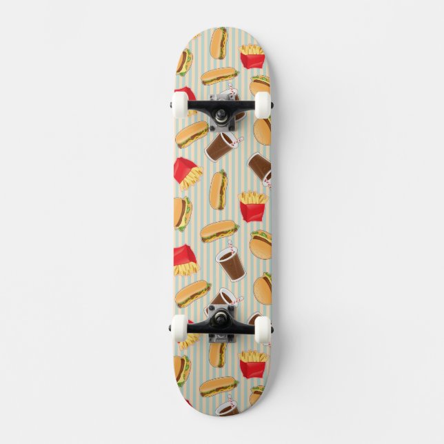 Fast-Food-Muster 2 Skateboard (Vorderseite)