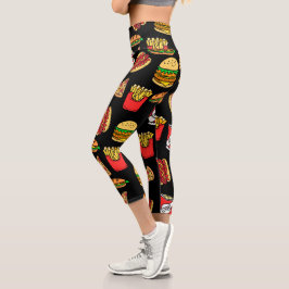 Fast Food Pattern Capri Leggings