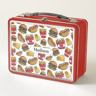 Fast Food Pattern individuelle Name Lunch Box