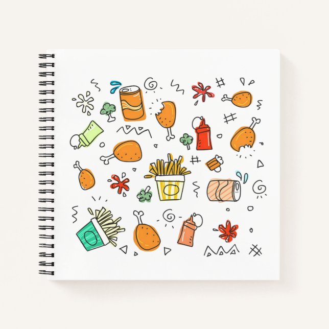 Fast Food Pattern Square Notebook Notizbuch (Vorderseite)