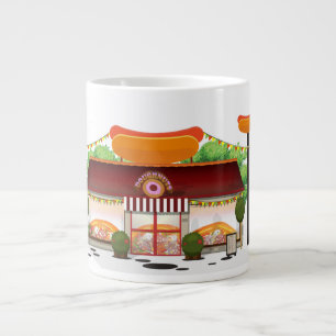 Fast Food Restaurant Cartoon Jumbo-Tasse