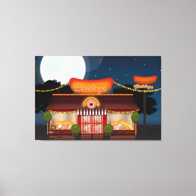 Fast Food Restaurant Cartoon Leinwanddruck (Vorderseite)