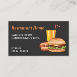 Fast Food Restaurant Hamburger Hot Dog Diner Visitenkarte