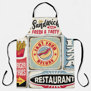 Fast Food Restaurants und Dinner Retro Schilder Co Schürze