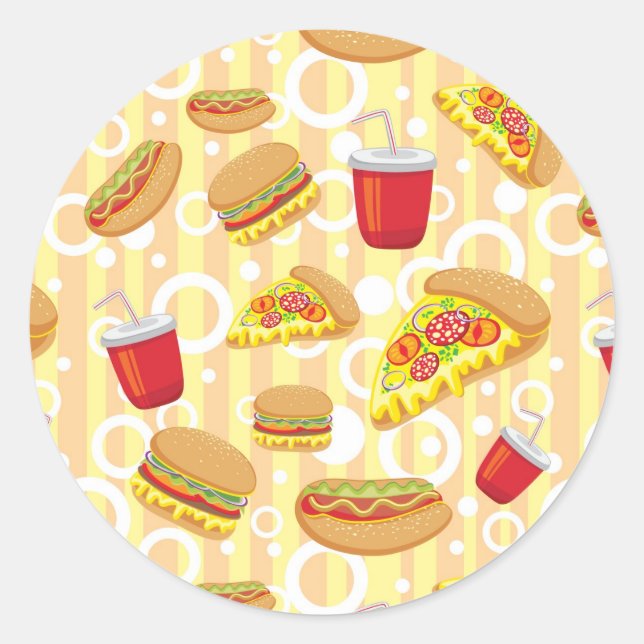 Fast Food Runder Aufkleber (Vorderseite)