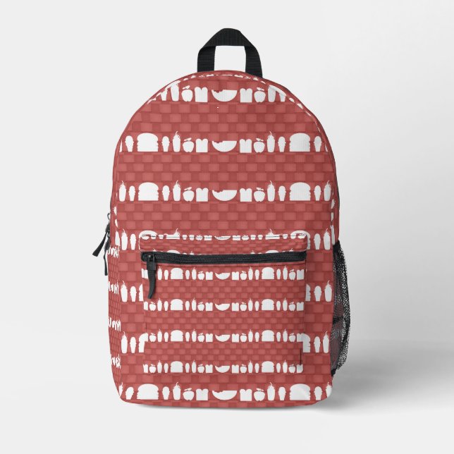 Fast Food Silhouetten Coole Muster Spaß Bedruckter Rucksack (Vorderseite)