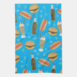Fast Food Soda Fountain Junk Food Blue Geschirrtuch
