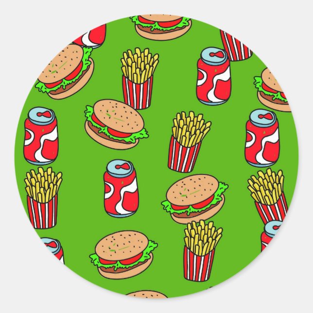 Fast Food Wallpaper Runder Aufkleber (Vorderseite)