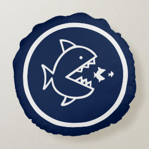 Fast navy-Blue-Fisch Rundes Kissen