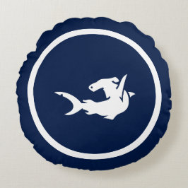 Fast Navy Blue Hai SCUBA DIVER nautisch Rundes Kissen