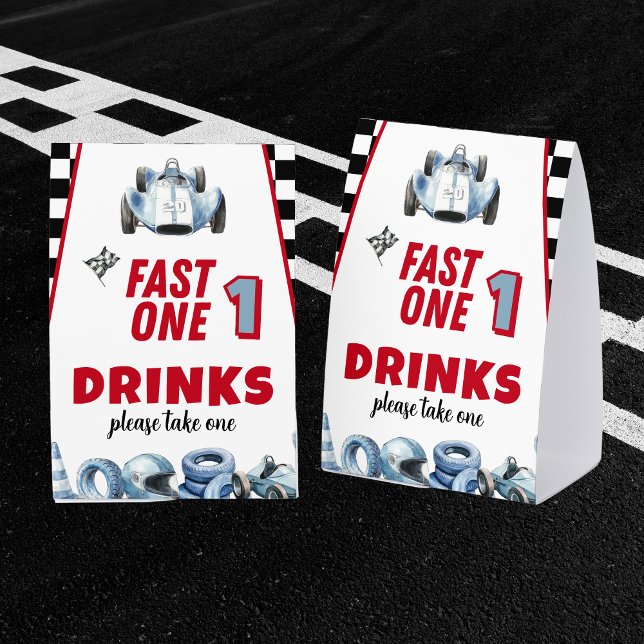 Fast One 1st birthday Boy Racing Car Drinks Tischaufsteller (Von Creator hochgeladen)