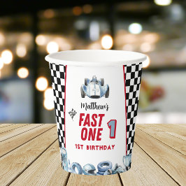 Fast One 1st birthday Boy Racing Car  Pappbecher