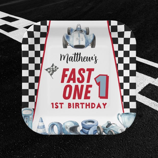 Fast One 1st birthday Boy Racing Car  Pappteller (Von Creator hochgeladen)