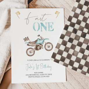 Fast ONE Baby Blue Dirt Bike Einladung Geburtstag