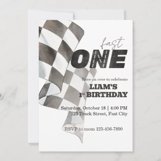 Fast ONE Birthday Race Flag 1st Birthday Theme Einladung