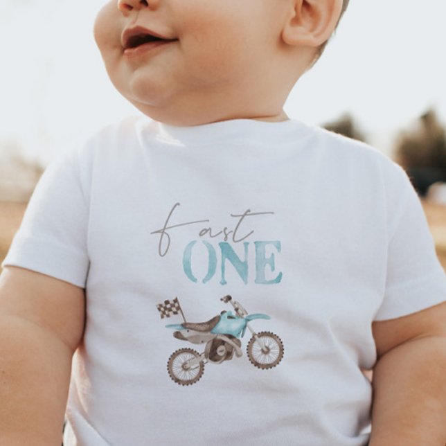 Fast One Blue Dirt Bike Geburtstag T - Shirt (Von Creator hochgeladen)