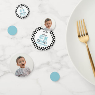 Fast One Blue Race Car Foto 1. Geburtstag Party Konfetti