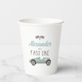 Fast One Blue Race Car Geburtstag Pappbecher