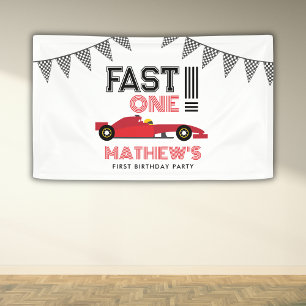 Fast One Race Car 1. Junge Geburtstagsparty Banner