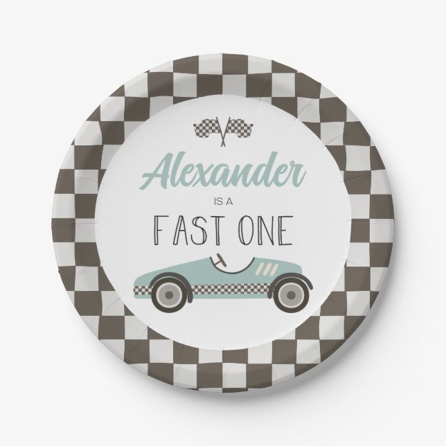 Fast One Race Car Birthday Paper Teller (Vorderseite)