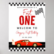 Fast One Race Car Boy 1. Geburtstag Begrüßungszeic