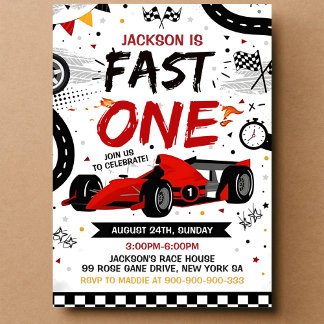 Fast One Race Car Boy 1er Invitation anniversaire