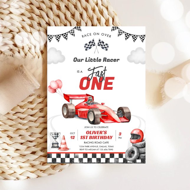 Fast One Race Car Boy 1st Birthday Invitation (Créateur téléchargé)