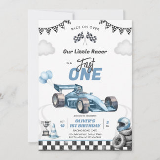 Fast One Race Car Boy 1st Birthday Invitation Einladung