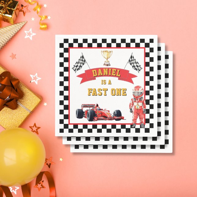 Fast One Race Car Checkered Flag Party Serviette (Von Creator hochgeladen)