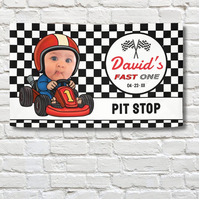 Fast ONE | Race Car Driver Pit Stop Birthday Banner (Von Creator hochgeladen)