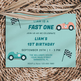 Fast One Race Car First Birthday Invitation
