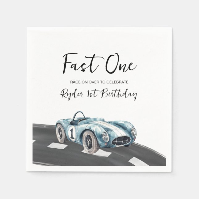 Fast One Race Car First Birthday Serviette (Vorderseite)