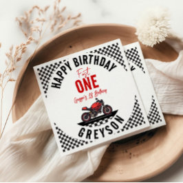 Fast One Race Motorcycle 1st Birthday Party Serviette