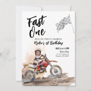Fast One Racer 1. Geburtstag Foto laden ein Einladung