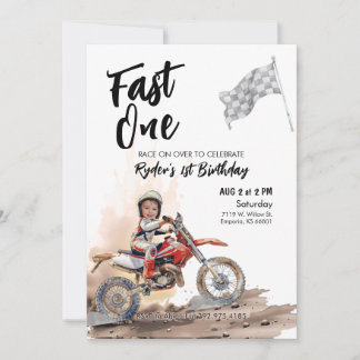 Fast One Racer 1. Geburtstag Foto laden ein Einladung