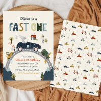 Fast One Racing Car Invitation Anniversaire