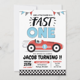 Fast One Red Race Car Boy 1. Geburtstag Party Invi Einladung
