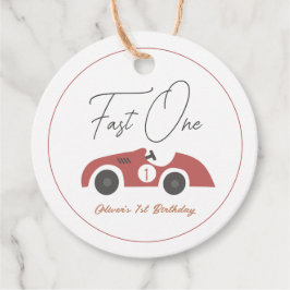 Fast One Red Race Car Boy 1st Birthday Geschenkanhänger